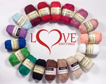 100% mercerized cotton yarn, Knitting crochet yarn, Begonia 50g 169m