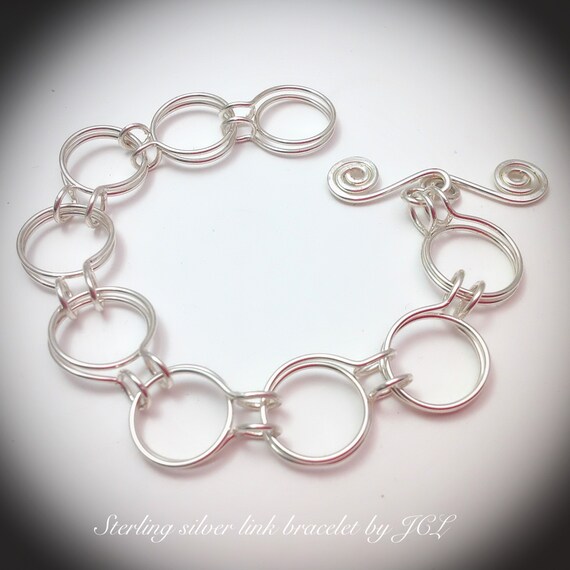 Sterling silver double linked bracelet with toggle clasp
