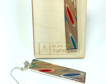 Colored Pencil Earrings, sterling silver wires, Repurposed, Gift for Artist, Handmade Jewelry, Gift For Her, Teacher Gift, Wood Jewelry