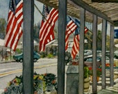 American Flags Watercolor Print. US Flag Painting. Watercolor flag. USA wall art. USA picture. Patriotic decor. Colorado art. Watercolor art