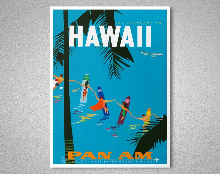 Hawaii Pan Am Travel Poster Poster Print Sticker or Canvas