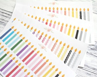 Birthday Candle Planner Stickers - Choose Design - Matte