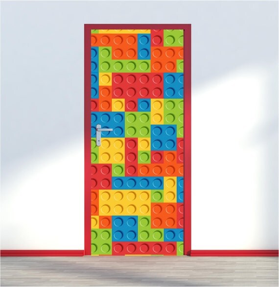 Lego Bricks Multi Coloured Door Wrap Wall Art Sticker Decal