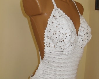 Items similar to 1970s Crochet Long Wedding Dress and Bridesmaids ...