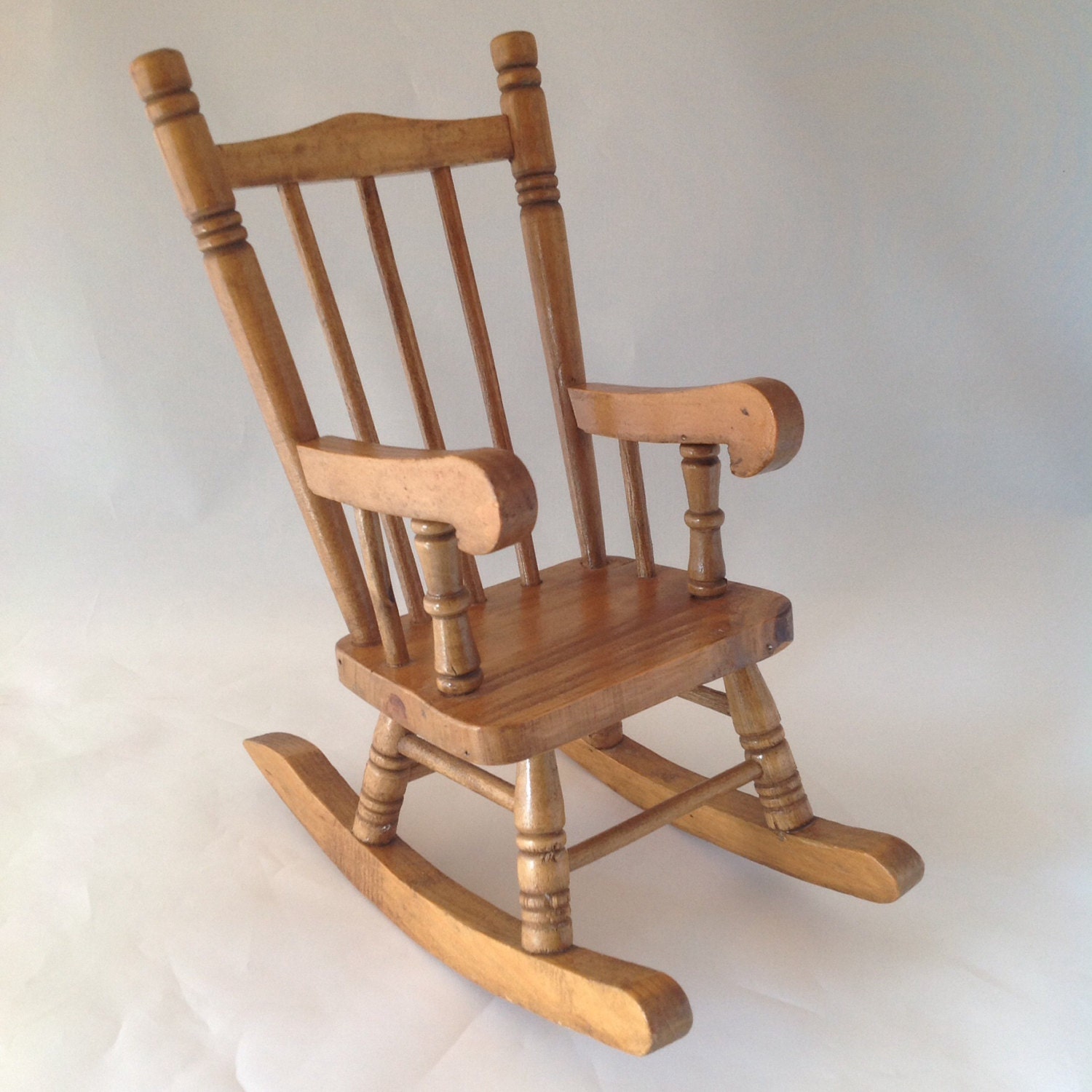 Vintage brown wood rocking chair for doll | doll collector | doll ...