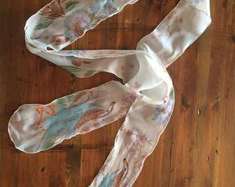 Silk Bird Printed Scarf