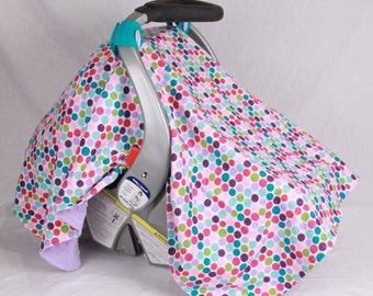 Baby Car Seat Canopy, Glitter Polka Dot, Baby Girl Cover, Baby Car Seat Cover, Infant Car Seat Canopy, Baby Shower Gift