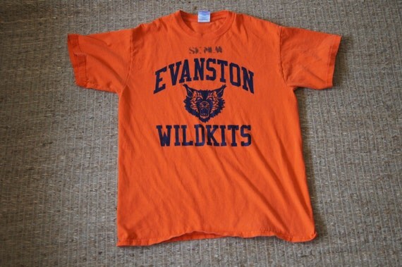 Vintage 1980s Evanston Wildkits Orange shirt Size Medium