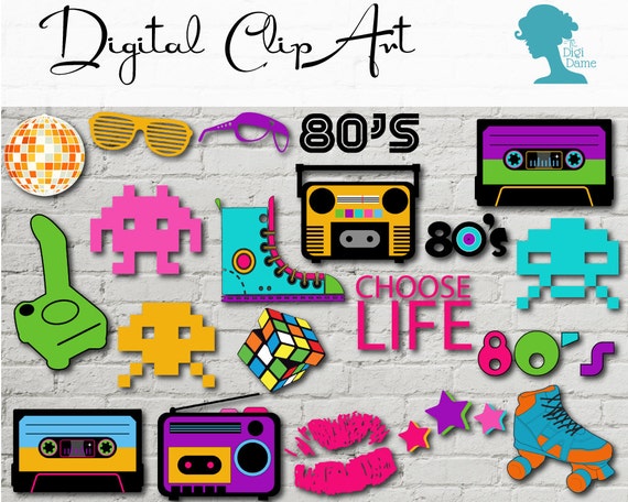 Digital Scrapbooking Clip Art: 1980's Retro Icons Buy by digidame