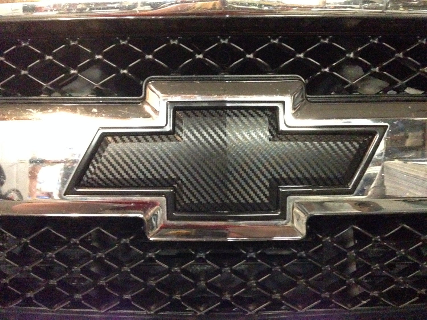 3D Carbon Fiber Vinyl Chevy Bowtie Emblem Overlays Decal Wrap