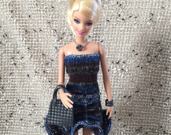 Petite, Classic, & Tall Barbie Clothes, Knitted Boho Sundress, Comes with ALL Accessories shown, Co-worker Gift, Stocking Stuffer