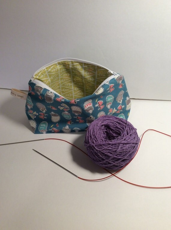 Zippered Project Bag Knitting Bag Project Bag by knittykittybags