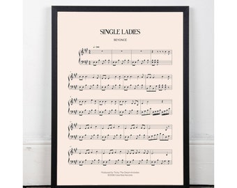 Single Ladies, Beyoncé, kitchen art, bar art, INSTANT DOWNLOAD, sheet music, studio art, bathroom art, studio art,