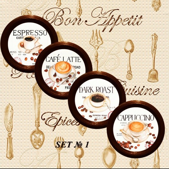 Coffee decor coffee plates set coffee kitchen by PaperPlateArt