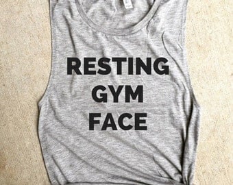 Resting Gym Face Muscle Tee, funny workout tank, gym shirt, yoga, funny shirt, workout shirt