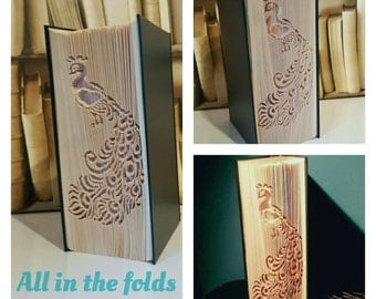 Peacock CUT AND FOLD Book art pattern. Includes measurements not Image/graph