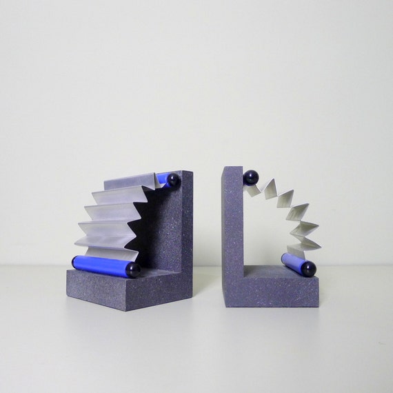 Vintage Post Modern Memphis Design Bookends 1980's