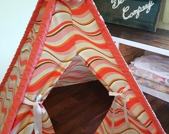 Girls Teepee with Pom Pom Topper, Pink Teepee, Kids Play Tent, Teepee Tent, Childrens Teepee, Kids Teepee