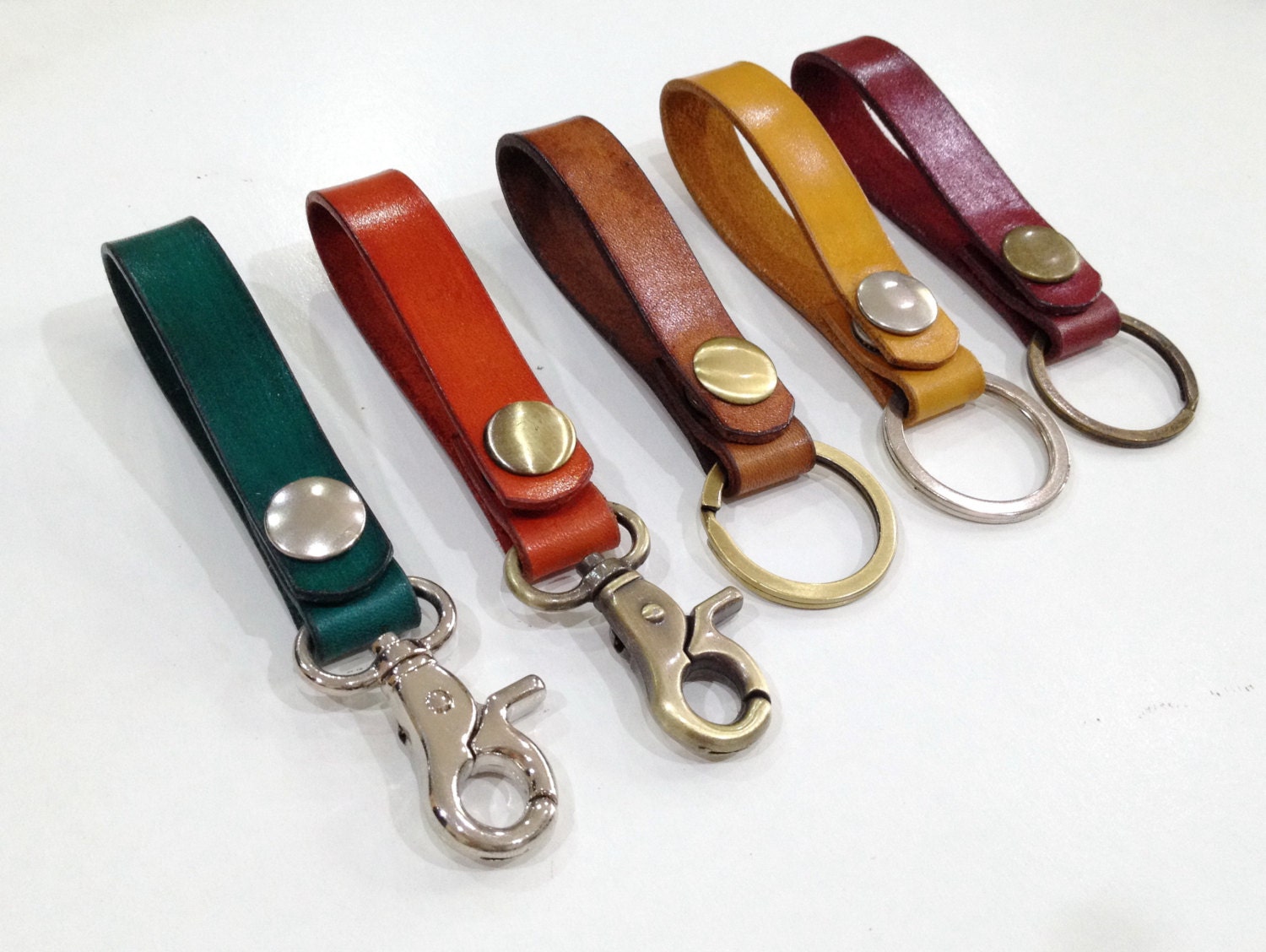 Customized Leather Keychain Snap Button Leather Keychain