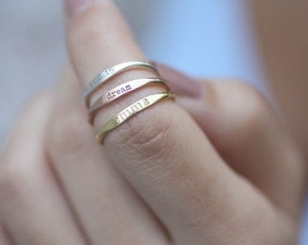 Custom Name Ring • Personalized Stacking Ring • Skinny Stackable Names Ring in Sterling Silver • Bridesmaids Gift • New Mom Gift • RM21F31