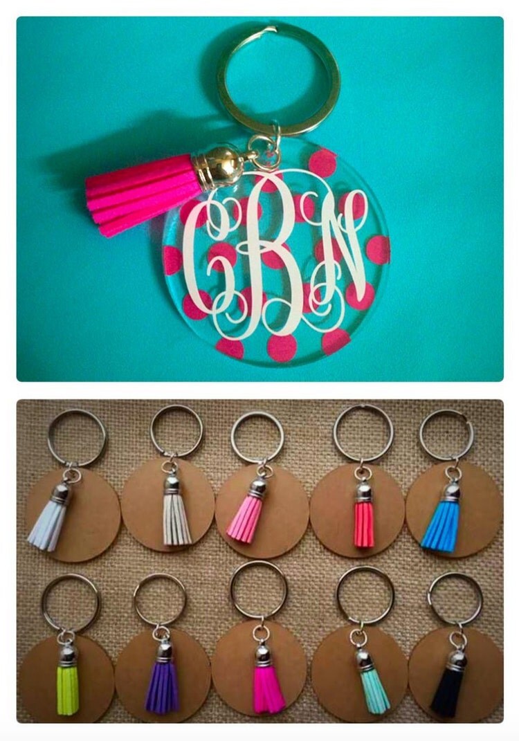 Monogram Key Chain with Tassel 10 Tassel by WattsGoodArtistry