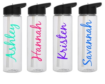 Personalized water bottles, Custom water bottle, Clear water bottle, Bridesmaids water bottles, Bridal party gifts, Bachelorette Bottles