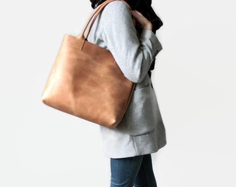 large camel brown distressed leather tote bag, leather tote, leather bag, raw leather tote bag