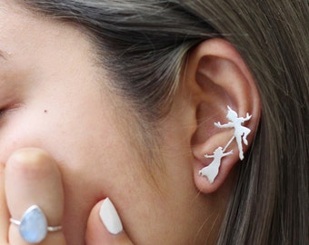 Peter Pan and Wendy Ear Pin/Climber.Peter Pan earrings. Silver Ear Crawler. Silver Earrings. Silver Ear Climber. Peter Pan Jewelry.Peter Pan