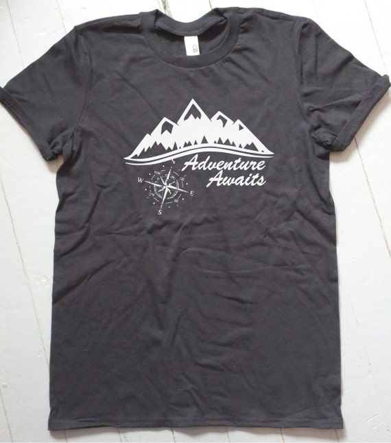 Adventure Awaits Compass Mountain T Shirt Vacation