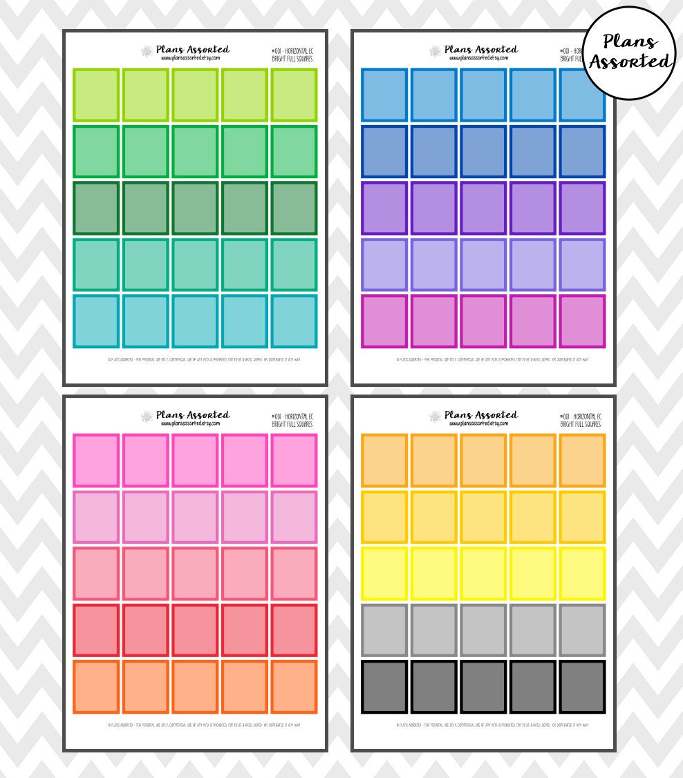Bright HORIZONTAL Planner Squares Printable Life Planner