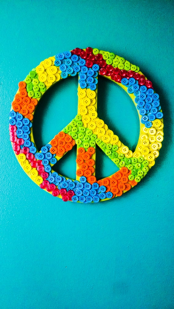 Download Vibrant Colorful Button Peace Sign Wall by ColorfulCompliments