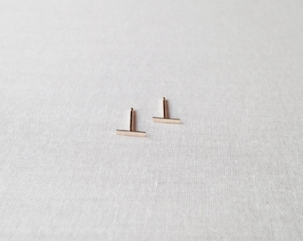 14k Solid Gold Bar Earrings - 14k Gold Bar Earrings - Bar Earrings Gold - Bar Earrings - Bar Stud Earrings - Tiny Gold Bar Earrings