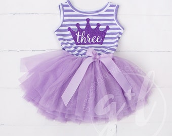 Third Birthday outfit, third birthday dress, purple tutu dress, purple crown and purple tutu Sofia the first 3rd birthday