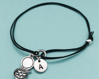 Eyeshadow palette cord bracelet, eyeshadow palette charm bracelet, adjustable bracelet, charm bracelet, personalized, initial, monogram