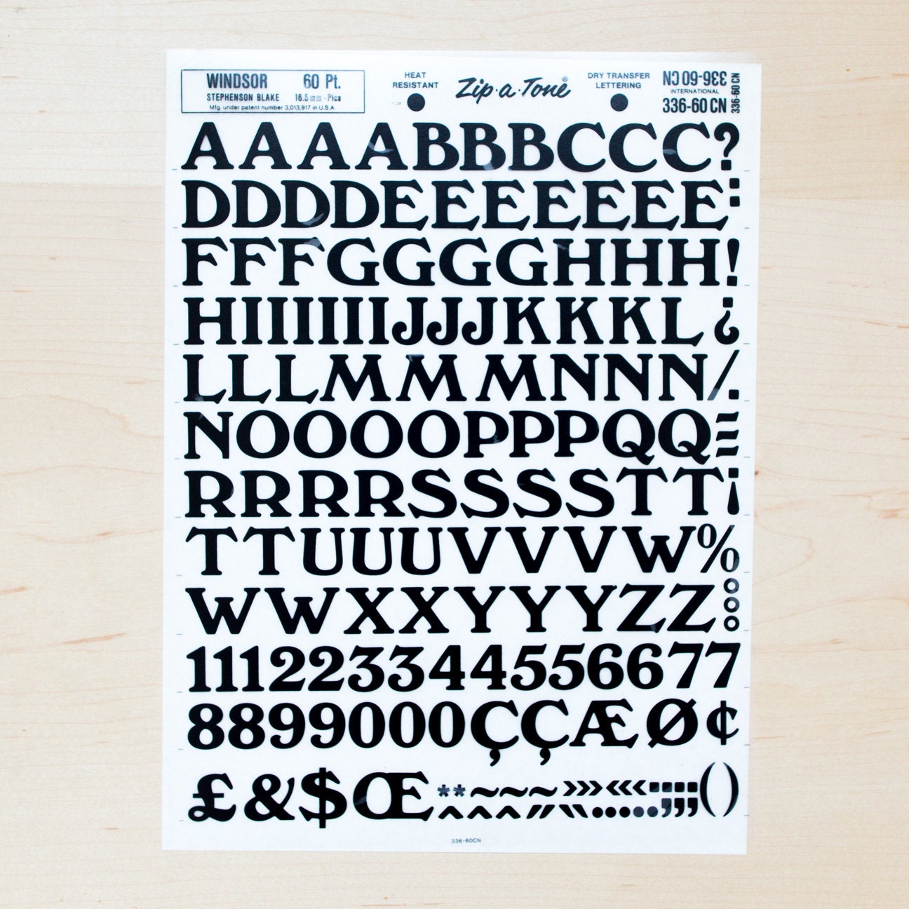 WINDSOR 60pt Letraset Rub on Letters Transfers Dry Transfer