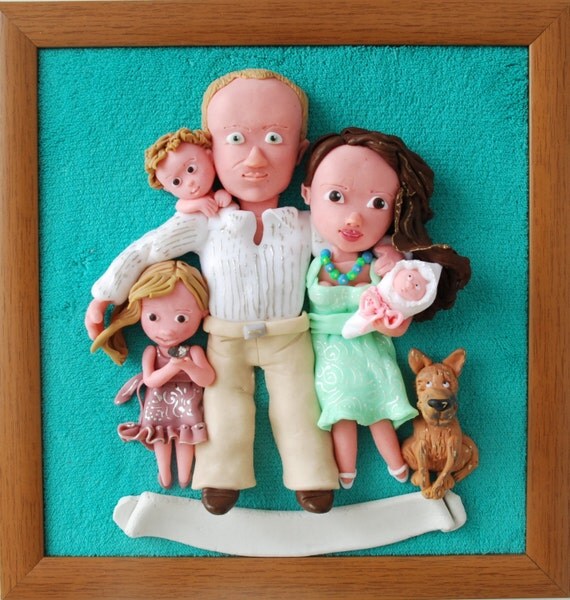 Custom family portrait Сustom 3d clay portrait by PolyClayFavors