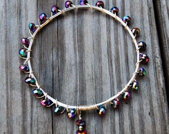 Rainbow Crystal Bangle, Rainbow Bangle in Silver, Rainbow Crystal, Crystal, Rainbow Crystal Bracelet, Crystal Bangle