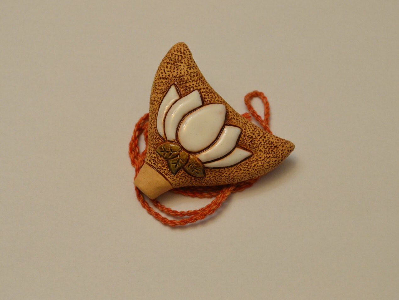 Ocarina Ceramic 4 holes to play. Lotus.