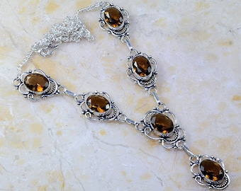Smoky Quartz Necklace 18 1/2" Princess Style