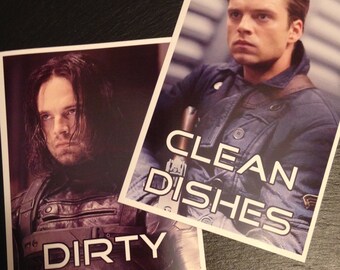 Winter Soldier Reversible Magnetic Dishwasher Sign | Bucky Barnes Geek Kitchen | Clean Dirty Dishwasher Magnet |Marvel's Winter Soldier