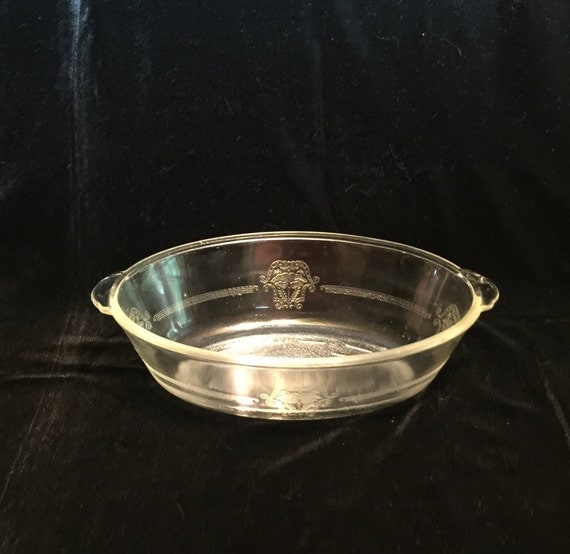 Vintage Glasbake Clear Glass Baking Dish with Etched Pattern