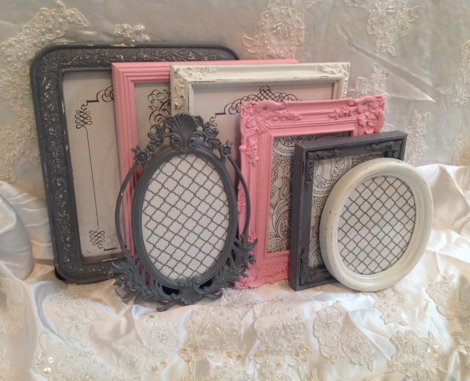 Shabby Chic Picture Frame Set Ornate Mix Custom Colors And