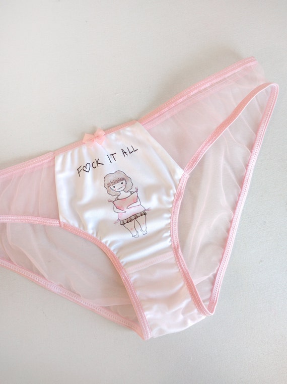 F*** IT ALL knickers- pms panties! Pink sheer sassy cute transparent lingerie, see through panty, adorable sassy funny undies underwear
