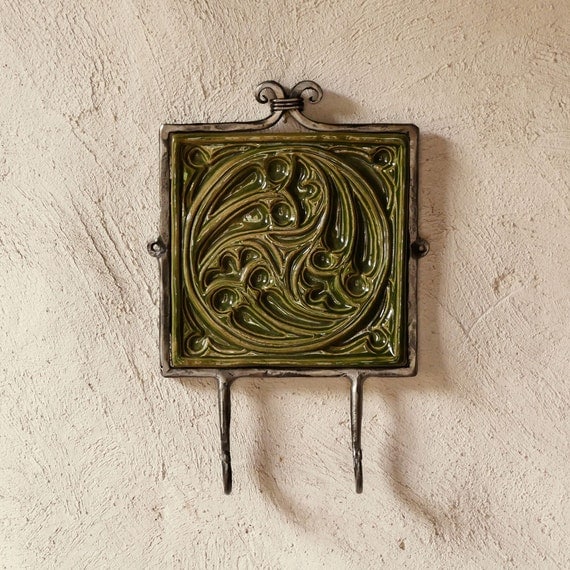 Wall Hook Ceramic Tile Cast Iron Hook rustic yule christmas
