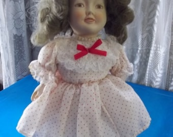 1978 Bisque Shirley Temple Doll Albert Price Inc Old Fashion Style Porcelain 15 inch