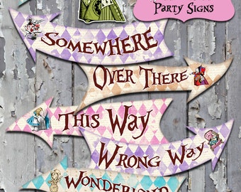 Alice in Wonderland Party Signs - Alice in Wonderland Arrow Signs - Alice in Wonderland Birthday Party - Printable Signs - Party Decorations