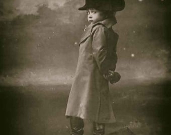 Vintage photo antique photograph boy child children posing as Napoleon 1900s- PRINT
