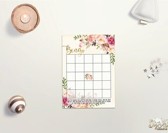 Bridal Shower BINGO Printable Bridal Shower Games Floral Bridal Shower Bingo Card Boho Bridal Party Game Printable Bingo Digital Download