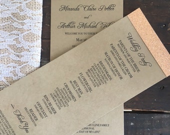 Items similar to Simple Rustic Wedding Programs with Ribbon on Etsy