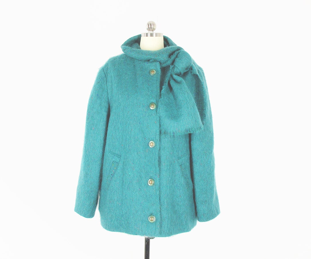 RESERVED Vintage Mohair Jacket Teal Coat Wool Jacket